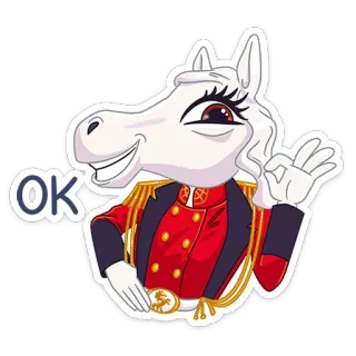 👌 ea52dd92 OK cheval, animal, ok geste, dessin animé, approbation, d'accord, mignon telegram sticker