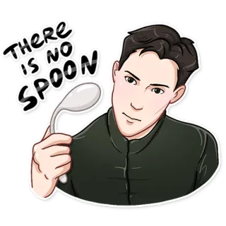 🙅 5f20484a THERE IS NO SPOON cucchiaio, citazione film, Matrix, non c'è cucchiaio, citazione telegram sticker