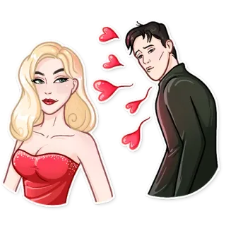 😍 897f90ab coppia, amore, romantico, cuori, cartoni animati, illustrazione telegram sticker