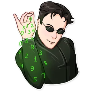 😎 ab784afc Neo The Matrix Matrix, Neo, Numeri, Digitale, Film, Nero, Occhiali telegram sticker
