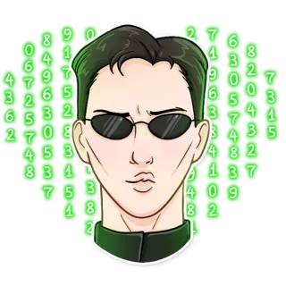 ❤️ b23abee5 Neo The Matrix film, fantascienza, keanu reeves, matrix, hacker, programmazione telegram sticker