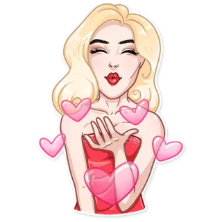 😘 c1496256 donna, bacio, cuori, amore, bionda telegram sticker