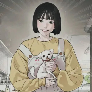 🐶 ca62f0da vrouw, hond, huisdier, schort, portret whatsapp sticker