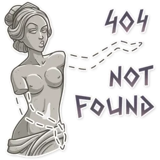 🤷‍♀️ 36a1d58f 404 NOT FOUND 404, non trovato, statua, errore, rotto, greco, arte whatsapp sticker