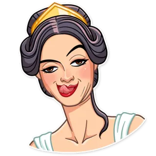 🤪 4c92a29e donna, tiara, principessa, lingua, cartone animato, adesivo whatsapp sticker