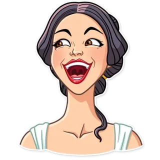 🌚 f2d33cb5 donna, cartone animato, sorriso, felice, persona, femmina, ragazza whatsapp sticker