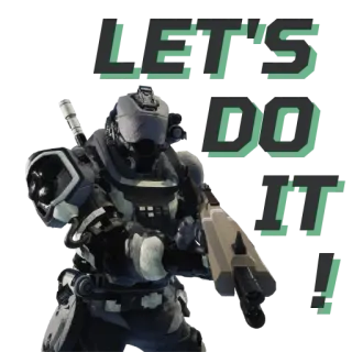😀 338e9acc LET'S DO IT soldier, weapon, armor, futuristic, game, fighter, helmet telegram sticker