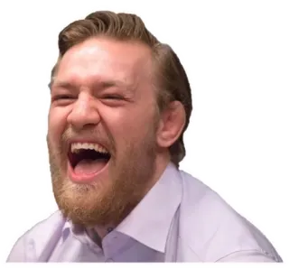 😂 f1716531 Conor McGregor luchador, riendo, meme, UFC, deporte whatsapp sticker