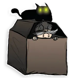 😼 17ed8401 кот, коробка, мужчина, мультфильм, стикер telegram sticker