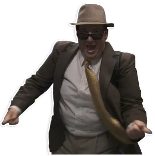 🕺 600555ec pria, setelan jas, topi, kacamata hitam, menari, semangat telegram sticker