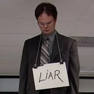 😭 93fa934f Dwight Schrute The Office LIAR văn phòng, dwight, schrute, kẻ nói dối, chương trình tv, vui nhộn telegram sticker