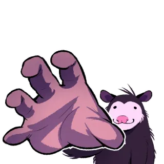 🖐 67ef96b2 负鼠, 手, 卡通, 动物 telegram sticker