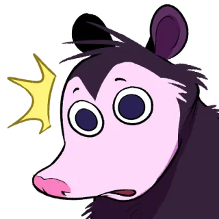 😧 83b4aeff 负鼠, 有袋动物, 动物, 卡通, 可爱, 惊讶 telegram sticker