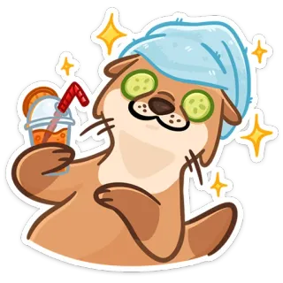 🍹 0e88f962 lontra, spa, relax, cetriolo, bevanda, carino whatsapp sticker