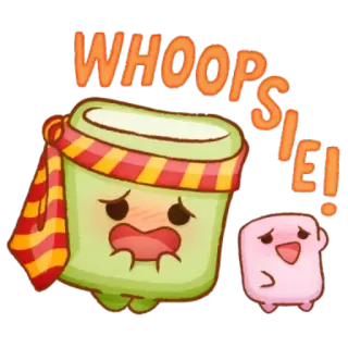 😅 1795d0de WHOOPSIE! Hoppla, Cartoon, Niedlich, Marshmallow, Kawaii telegram sticker