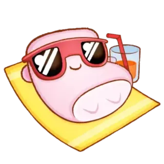 😎 3c9fec2f Marshmallow, Strand, Sonnenbrille, Getränk, Sommer, Entspannung, Cartoon, Süß telegram sticker