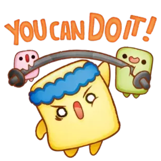 💪 65a03f8f YOU CAN DO IT! ermutigung, fitness, motivation, training, gewichtheben, cartoon, süß telegram sticker