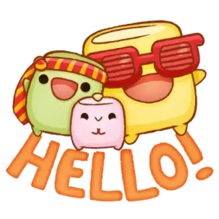 👋 80bec79c HELLO! süß, kawaii, hallo, freunde, cartoon, gruß telegram sticker