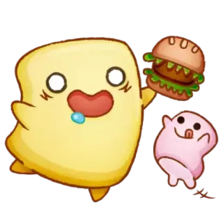 🍴 a70ddff7 Cartoon, Kawaii, Essen, Hamburger, Süß, Figur, Blob telegram sticker
