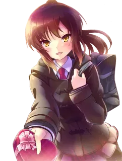 ❤ 7fb4a8cf 动漫, 女孩, 爱心, 情人节, 礼物, 校服 telegram sticker