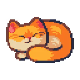 😴 59de8900 고양이, 자는, 픽셀 아트, 주황색, 귀여운, 동물, 애완, 애완 동물 telegram sticker