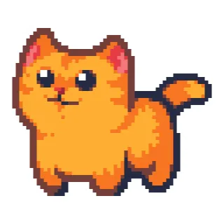 😊 7b68c9a3 고양이, 픽셀 아트, 동물, 귀여운, 주황색, 집고양이, 새끼 고양이 telegram sticker