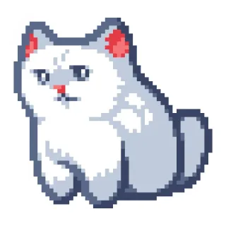 😒 7beb6beb 고양이, 픽셀 아트, 귀여운, 동물, 흰색, 폭신한, 앉아있는 telegram sticker