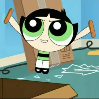 🎀 27ed267f Buttercup The Powerpuff Girls kreskówka, Atomówki, Brawurka, postać, animowany, serial TV telegram sticker