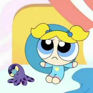 🎀 545aa321 Bubbles Powerpuff Girls Kreskówka, Postać, Smutny, Bójka, Atomówki telegram sticker