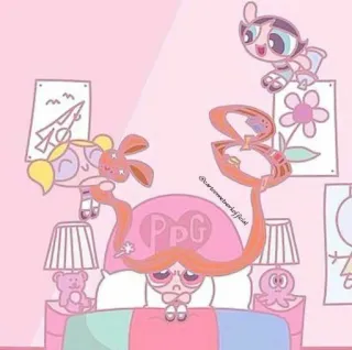 🎀 cfb120ac PPG Atomówki, Kreskówka, Naklejka, Różowy, Słodkie telegram sticker