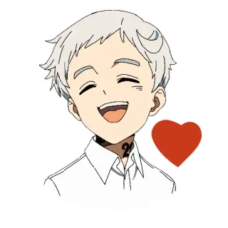 😘 00d225da Norman The Promised Neverland Anime, Dessin animé, Personnage, Sourire, Coeur, Norman, The Promised Neverland whatsapp sticker