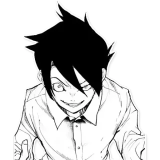 😵 2509593e Ray The Promised Neverland Anime, Manga, Ray, The Promised Neverland, Personnage, En colère, Féroce, Art whatsapp sticker
