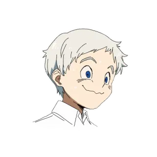 😖 e0b220ef Norman The Promised Neverland animé, dessin animé, personnage, garçon, sourire whatsapp sticker