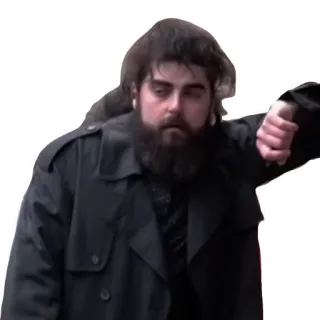 🥴 8f78e7bf hombre, pulgares abajo, desaprobación, abrigo, negativo, gesto telegram sticker