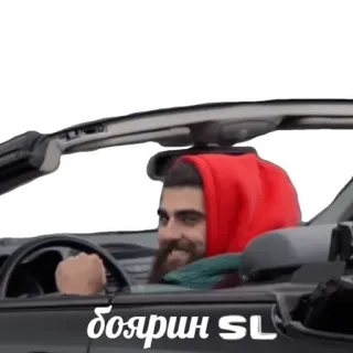 🤴 d5eb60ed боярин SL Boyardo, Hombre, Coche, Conduciendo, Sudadera con capucha, SL telegram sticker