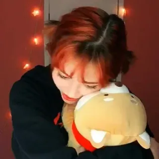 🍂 5d01628f pessoa, mulher, cabelo ruivo, pelúcia, brinquedo whatsapp sticker