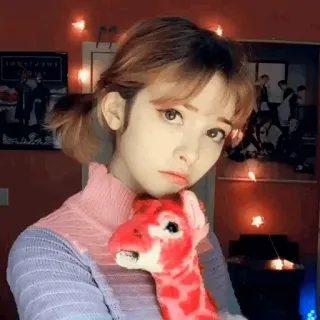 🍂 91742dbf retrato, mulher, pessoa, girafa, pelúcia whatsapp sticker