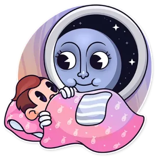 🌚 176a4653 月亮, 睡觉, 可爱, 卡通, 睡前, 夜晚, 婴儿, 星星 telegram sticker