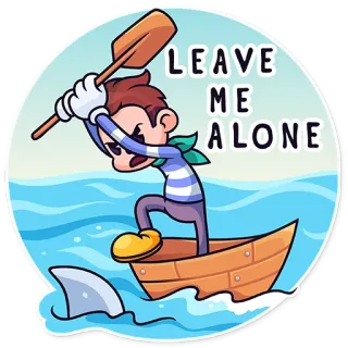 👿 2dc28eda LEAVE ME ALONE 划艇, 海洋, 别烦我, 卡通, 鲨鱼 telegram sticker