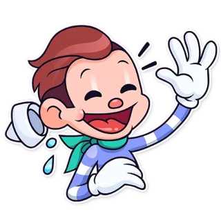 😂 a9bb0394 卡通, 人物, 笑, 挥手, 快乐, 角色, 问候 telegram sticker