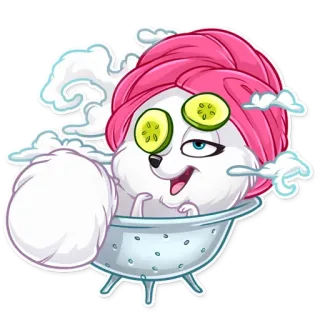 🛀 72b2fc6d dog, spa, relaxation, cucumber, towel, cartoon telegram sticker