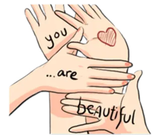 😍 30131b4e you are beautiful Liebe, Herz, Hände, schön, positiv, Freundlichkeit, Freundschaft, Zuneigung, Romantik telegram sticker