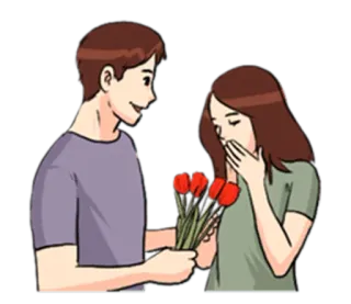 💐 f626384e paar, blumen, romantik, liebe, geschenk, tulpen telegram sticker
