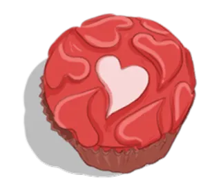 🍮 7f2cf977 cupcake, hati, hari valentine, cinta, makanan penutup, manis whatsapp sticker