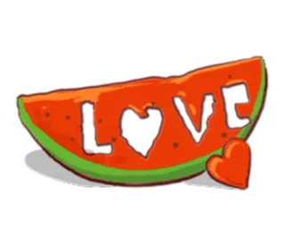 🍉 b4554582 LOVE cinta, semangka, buah, hati, imut, stiker whatsapp sticker