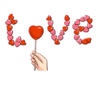 🍭 d56024ce LOVE cinta, hati, permen lolipop, tangan whatsapp sticker