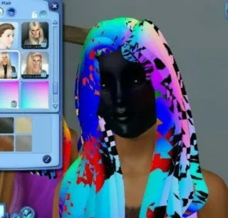 🤡 e6b5245b The Sims 3 jogo, sims, arco-íris, cabelo, personagem whatsapp sticker