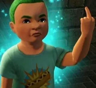 🤡 f7c6b73d dedo do meio, ofensivo, gesto, desenho animado, criança whatsapp sticker