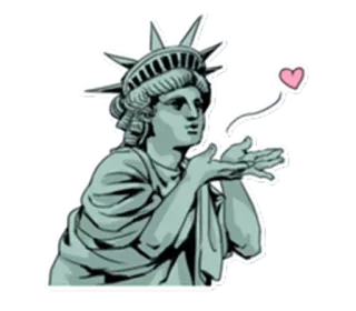 🗽 010de821 Statue of Liberty 自由女神像, 纽约, 亲吻, 爱心, 问候, 旅游 telegram sticker
