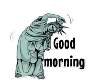 🗽 2dd8d018 Good morning 自由女神像, 早上好, 问候, 早上, 卡通, 雕像 telegram sticker